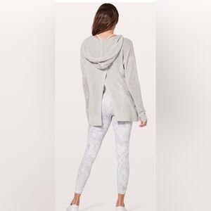 lululemon Still Movement Wrap Knit Hoodie Light Gray Split Back